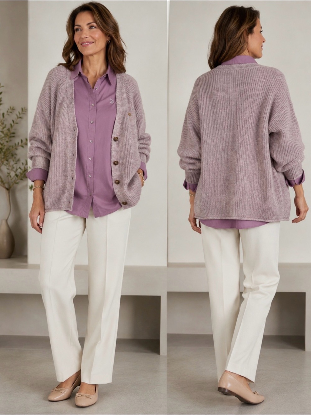 U.S. Polo Assn. Lavender Knit Button-Front Cardigan and Shirt